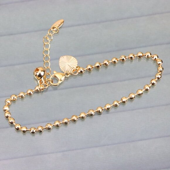 "Elegant Rose Gold Ball Chain Anklet in High Quality Brass Finish, XPAL1044 - Picture 12 of 13